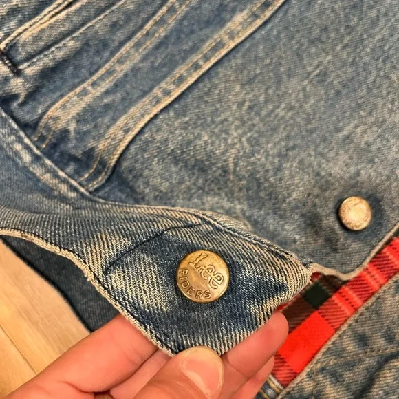 1960s Lee Riders Denim Jean Jacket XL Red Flannel Blanket Lined221-8745